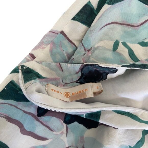 Tory Burch Pleats Ruffle Louisa Silk Floral Printed Knee Length Size 2 - Picture 14 of 14